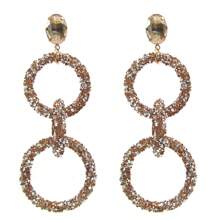 Bohemian Retro Long Round Drop Earrings With Sparkling Resin Decor Exquisite Ear Jewelry For Girls For Party Decor - 8 - View 17