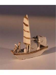 Bonsai Boy E2048 Man On Sampan Boat - Unglazed Figurine - Multicolor - View 1