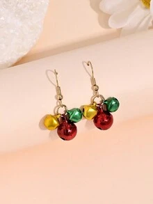 1 对圣诞铃铛和流苏吊饰耳环，适合女士佩戴，时尚双色独特耳环，适合圣诞派对 - 耳環 - 查看 1