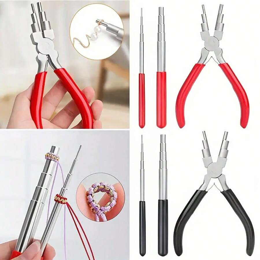 Kìm mũi tròn bằng thép cacbon 3/2/1 thanh thép không gỉ dùng để làm đồ trang sức, dụng cụ sửa chữa hạt, cung cấp bộ dụng cụ làm vòng dây, kìm làm vòng dây dùng để làm đồ trang sức - dụng cụ - Xem 1