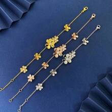 1 件别致的三叶草花水钻幸运链手链，甜美优雅的度假风格珠宝礼物情人节、妈妈、母亲、母亲节、礼物 - 花朵手鍊 - 查看 9