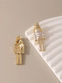 1 Cặp khuyên tai kẹp hình chiến binh pha lê tráng men Châu Âu thanh lịch, phù hợp cho phụ nữ, hoàn hảo cho Giáng sinh và đeo hàng ngày - Vàng - Xem 2