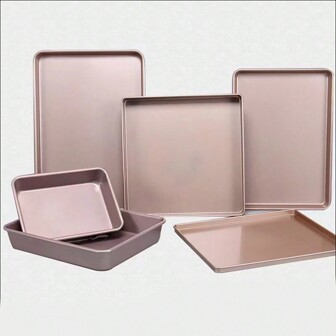 1pc Non-Stick Carbon Steel Baking Tray, Available In Rectangle/Square, Deep/Shallow, Various Sizes. Suitable For Baking Cookies, Bread, Cakes