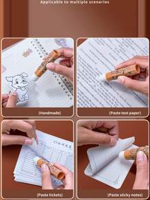 1 pieza (8g) Barra de pegamento sólido de PVA con diseño de mapache de dibujos animados para pegar papel, sobres, recibos, tarjetas, exámenes, notas, diario DIY, papelería escolar y de oficina