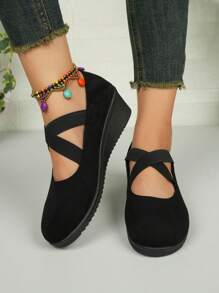 Women's Fashion Casual Slip-On Wedge Thick Sole Anti-Slip Comfy Classic Mary Jane Flat Shoes