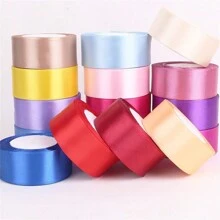 1 Rollo de 25 yardas de cinta de satén de 4 cm/1,57 pulgadas de ancho en colores variados - Perfecta para hacer lazos de rosas, decoraciones de pasteles y navideñas - Vibrante, suave, cintas para manualidades y envoltorios de regalos, Día de San Valentín