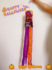 1pc Halloween Wind Spinner treo trang trí, Cờ hình quả bí ngô cho sân, tiệc, lễ hội Halloween, trang trí Giáng sinh - Nhiều màu - Xem 9
