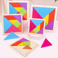 Tangram Creative Puzzle, Wooden Colorful Geometric Shape Intelligence Puzzle, Early Childhood Education AIDS, Children's Educational Toys - View 1