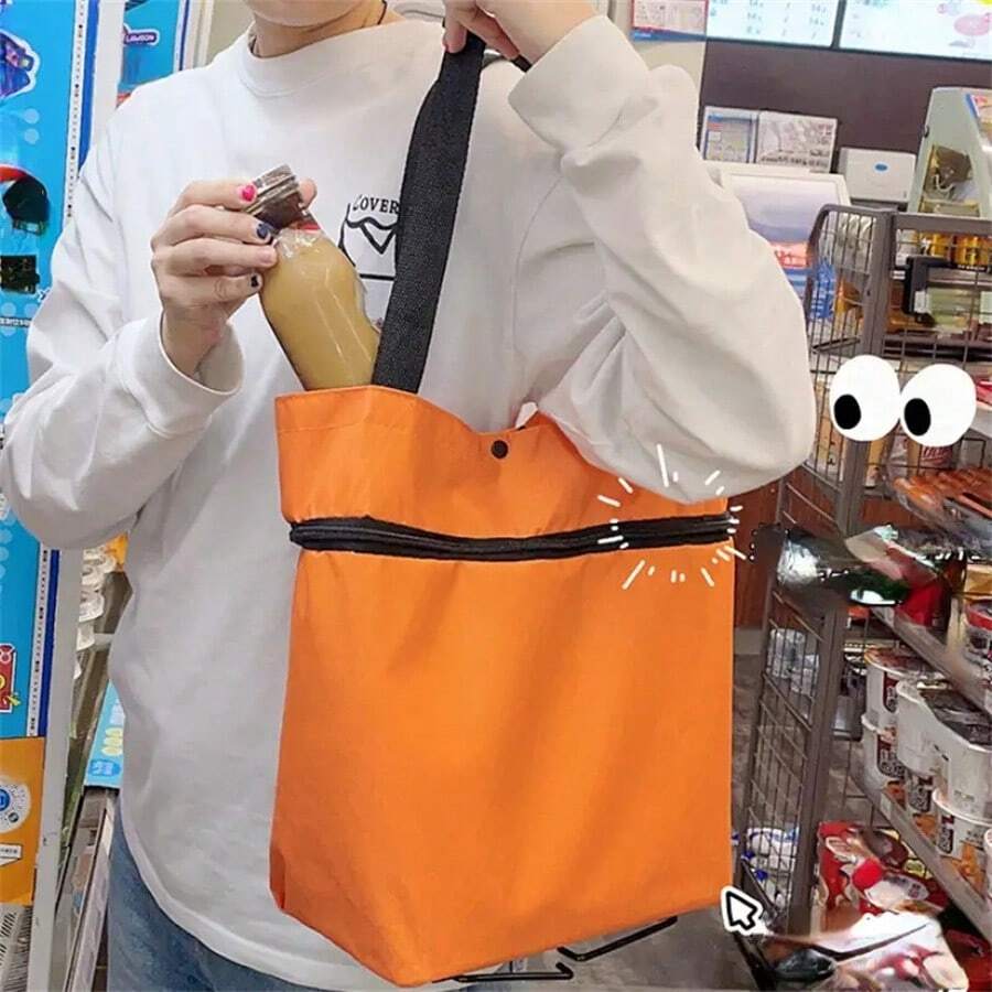 1/2pcs Foldable Wheeled Shopping Cart, Lightweight Collapsible Delivery Bag, Foldable Bag Lightweight Grocery Tote, Foldable Portable Supermarket Shopping Cart, Compact Multi-Function Storage Bag With Wheels, Suitable For Daily Use