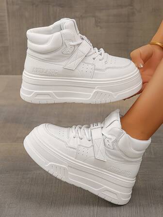 Fall/Winter Women's Platform Sneakers, Non-Slip Comfortable Fashion Casual High Top Shoes With Hook & Loop Closure