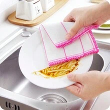 1 件超吸水厚洗碗布 - 可重复使用，非常适合厨房、浴室和户外清洁，干湿两用，涤纶，方形洗碗布，用于洗碗，吸水洗碗干燥垫 - 彩色 - 查看 10