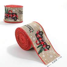 1 Roll 63mm Christmas Woven Ribbon, Faux Burlap Ribbon For Bows, Snowflake Decorations, Christmas,Christmas