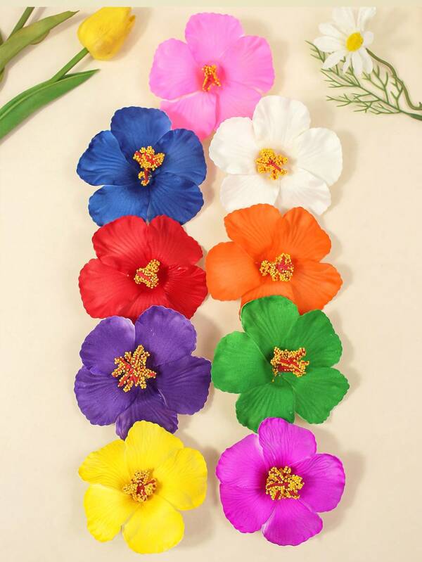 1/9 piezas Clips de flor de plástico estilo hawaiano de resort de playa de verano para mujer, aptos para uso diario, día de San Valentín, Pinzas para el cabello, Pasadores para el cabello