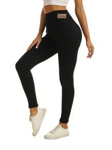 1 件女式 - 保暖紧身裤，保暖内衬下装冬季毛绒瑜伽裤，弹性高腰紧身裤，适合外穿，以及适合居家和徒步旅行的保暖户外运动裤 - 黑色 - 查看 3