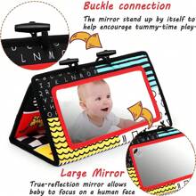 1pc Baby Mirror, High Contrast Fun House Mirror, Fold-Able, Suitable For Floor, Car Hanging, Infant Development, Learning, Crawling, Baby Gift - Multicolor - View 10