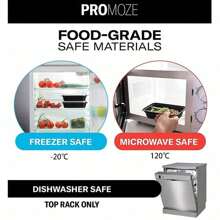 10 piezas de recipientes reutilizables de plástico negro de 25 onzas para almacenamiento de alimentos, recipientes de preparación de comidas con tapas, cajas de envasado para hornear, cajas de almuerzo rectangulares para frutas y postres, regalo de Navidad - Multicolor - Ver 4