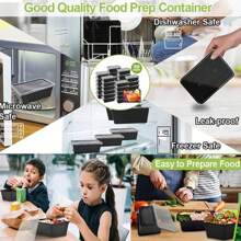 10 piezas de recipientes reutilizables de plástico negro de 25 onzas para almacenamiento de alimentos, recipientes de preparación de comidas con tapas, cajas de envasado para hornear, cajas de almuerzo rectangulares para frutas y postres, regalo de Navidad - Multicolor - Ver 5