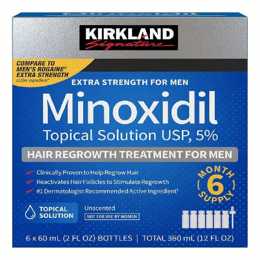 Kirkland Signature Hair Treatment With Minoxidil For 6 Months, Hair, Strong, Topical, Solution, Growth, Men, Beard, Mustache. - 無色 - 查看 1