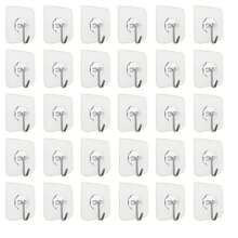 1/10/30pcs Transparent Self Adhesive Hook, Hanging Heavy Duty Wall Hook, Household Towel Coat Hat Key Sundry Hook, Waterproof Hanging Hook For Bathroom Toilet Shower Kitchen Living Room