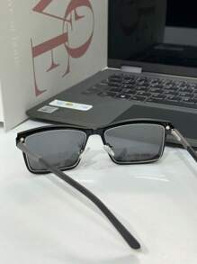 Men's Glasses Frame 2693 Clip-On 3 In 1 Nylon Wire Fashion Lightweight Polarized - Black and White - View 5