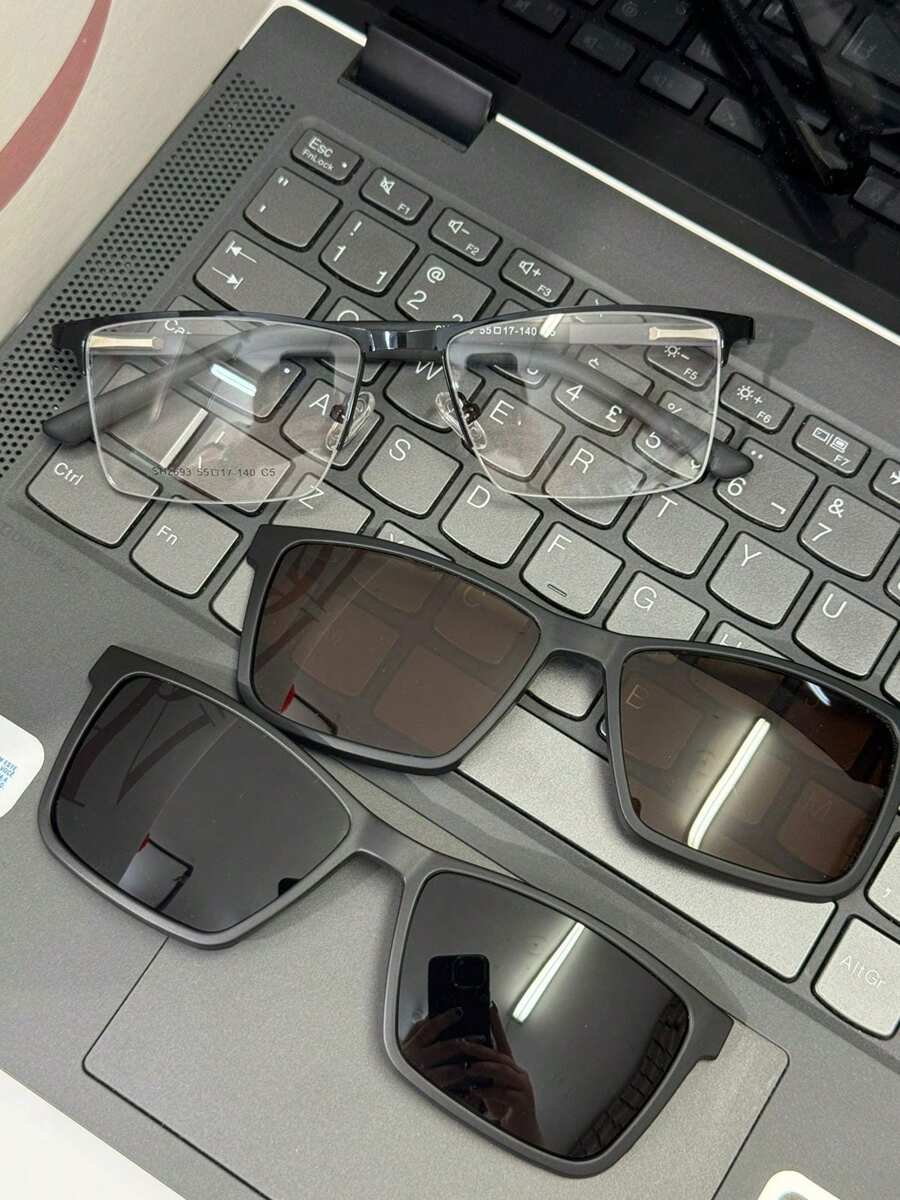 Men's Glasses Frame 2693 Clip-On 3 In 1 Nylon Wire Fashion Lightweight Polarized - Black and White - View 1