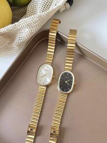 1 pièce Montre à quartz minimaliste pour femmes avec cadran ovale, index de mode, petit cadran, bracelet en bambou, convient pour anniversaire, rentrée scolaire, cadeau d'Halloween