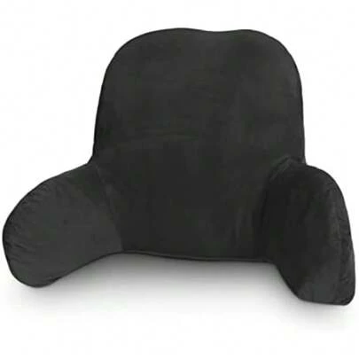 Reading Pillow Backrest Support Pillow Lumbar Cushion Sofa Back Support Chair Bed Car Office Rest Bench Pillow 58x40x25cm (Black)