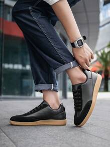 Herren Retro Kontrast Farbe Schnürung Bequeme Oxford Lässig Sneaker, personalisiert für Outdoor Alltag Pendeln Paar Spazierengehen Sportschuhe (fällt klein aus, schmal)