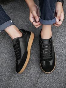 Herren Retro Kontrast Farbe Schnürung Bequeme Oxford Lässig Sneaker, personalisiert für Outdoor Alltag Pendeln Paar Spazierengehen Sportschuhe (fällt klein aus, schmal)