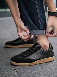 Herren Retro Kontrast Farbe Schnürung Bequeme Oxford Lässig Sneaker, personalisiert für Outdoor Alltag Pendeln Paar Spazierengehen Sportschuhe (fällt klein aus, schmal)