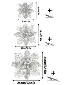 1 pièce / 5 pièces / 10 pièces / 20 pièces Fleurs artificielles de Poinsettia avec poudre d'or à clipser, avec décoration scintillante, pour sapin de Noël, mariage, fête du Nouvel An, têtes de fleurs de 3,5 po, 5,9 po, 9,4 po pour décoration d'escalier, fenêtre, cheminée, cour. Fleurs artificielles réutilisables et vibrantes, Noël