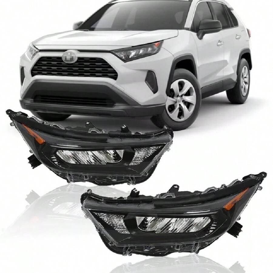 For 2019-2022 Toyota RAV4 LE XLE Headlight Assembly Chrome & Black LED Pair - 黑色 - 查看 1
