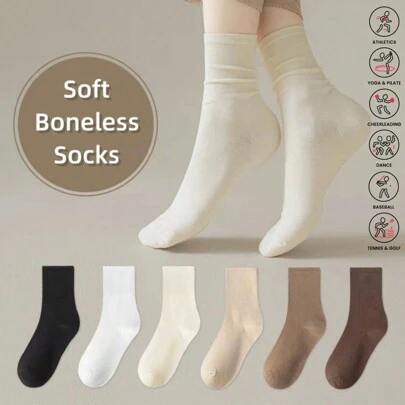 Sports Outdoor 1 Pair Women's Summer Sports Socks Soft Boneless Socks Comfortable Solid Color Socks Lightweight Casual Socks Fashion Long Socks Spring Summer Women's Stockings Breathable Maternity Socks