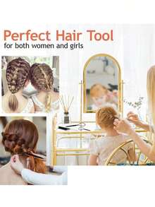 3pcs Set Women Hair Styling Tools - 2pcs French Braiding Tools And 1pc Metal Tail Comb, Suitable For Salon And Home Use - Black - View 3