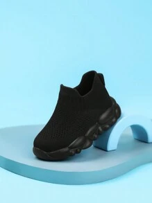 أحذية رياضية ناعمة وقابلة للتنفس من الشباك للأطفال الرضع والأطفال الصغار، أسود