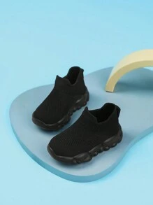 أحذية رياضية ناعمة وقابلة للتنفس من الشباك للأطفال الرضع والأطفال الصغار، أسود