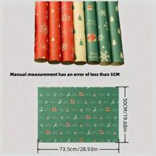 7/10 件/套雪花图案礼品包装纸套装 - 适用于圣诞节、生日和婚礼庆典的多功能包装纸 - 包括礼品标签、牛皮纸、薄纸和花束用品 - 彩色 - 查看 2