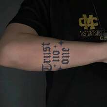 5 piezas Tatuaje temporal con letras florales - Tamaño grande para brazo, pecho, pierna, semipermanente - Multicolor - Ver 7