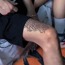 5 piezas Tatuaje temporal con letras florales - Tamaño grande para brazo, pecho, pierna, semipermanente - Multicolor - Ver 2