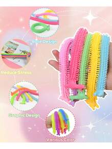 4 sztuki - rozciągliwy sznurek Fidget Party Favors, sensoryczne Fidget Stretch Party Favors, sensoryczne sznurki z makaronu dla dorosłych, łagodzenie stresu, upominki na imprezę, sensoryczne sznurki z makaronu dinozaurów, teksturowany elastyczny sznurek dla dorosłych, łagodzenie stresu, upominki na imprezę, świąteczne wypełniacze skarpet, sensoryczny Fidget Worm Stretch na upominki na imprezę, dla dorosłych, łagodzenie stresu, uspokajający i relaksujący prezent dla dorosłych, łagodzenie stresu i lęku, upominki na imprezę, wypełniacze do torebek, łagodzenie stresu u dorosłych, upominki na imprezę, boże narodzenie - Wielokolorowe - Zobacz 7