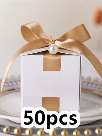 50pcs Personalized Gift Packaging Box For Weddings & Special Events, Custom-Made For Elegant Celebrations, Perfect For Wedding, Birthday, Baptism