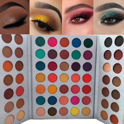 Paleta De Sombras De Ojos 63 TONOS SOMBRA PROFESIONAL ALTA PIGMENTASION Paleta de sombras de ojos bandeja de sombras de ojos de larga duración con acabado semimate y brillante