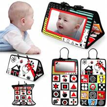 1pc Baby Mirror, High Contrast Fun House Mirror, Fold-Able, Suitable For Floor, Car Hanging, Infant Development, Learning, Crawling, Baby Gift - Multicolor - View 9
