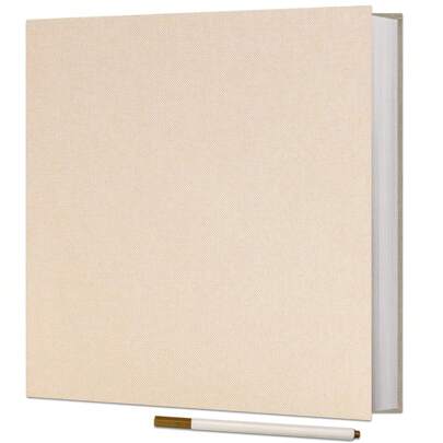 1 pezzo Grande album autoadesivo, album da scrapbooking in lino bianco con 20 fogli/40 pagine, album ricordi di famiglia con 1 penna inclusa