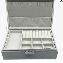 Joyero Alajero 2 Niveles, Organizador De Joyas Maletín. - Gris - Ver 2