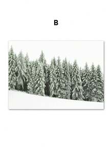 1 pièce Peinture sur canevas Artwork Mur Arbre de pin d'hiver Père Noël Renne Bonhomme de neige Décoration de maison Affiches Impressions Images murales pour salon Sans cadre, Décoration de Noël, Cadeau de Noël