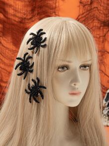 3 件独特的黑暗恐怖派对蜘蛛发夹，适合节日服装 - 黑色 - 查看 1