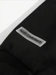 2 件青少年男孩休闲游戏印花羊毛夹克和字母图案羊毛慢跑裤套装，春/秋 - 黑色 - 查看 3