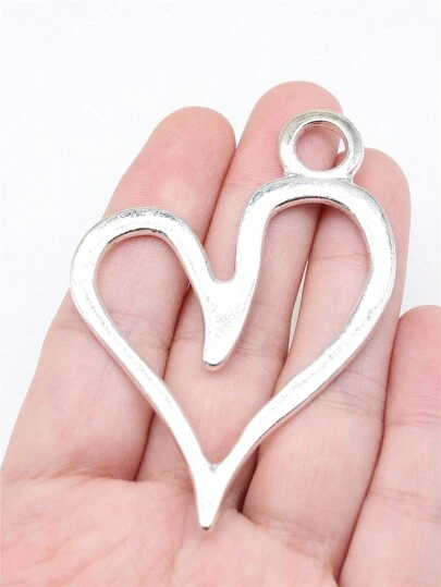2 piezas/bolsa Encantos grandes de corazón hueco de 66x46mm para hacer joyas DIY como aretes, collares, pulseras y llaveros para el Día de San Valentín