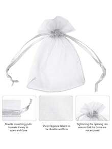 10pcs/5/3 Organza Bags Small Gift Bags Candy Bags Candy Packaging Transparent Bags Solid Color Gift Wrapping Bags Jewelry Bags Drawstring Drawstring Shopping Bags NetGift Bags Bulk Suitable For Wedding Party Gifts Halloween Christmasjewelry Box,Jewellery Box,Jewelry Organiser For Women And Girls,Jewelry Holder, Ideal For Halloween Earrings,Necklace,Rings,And Wedding Accessories;Also Suitable For  Home Decor And Bridesmaid Gift - Multicolor - View 3